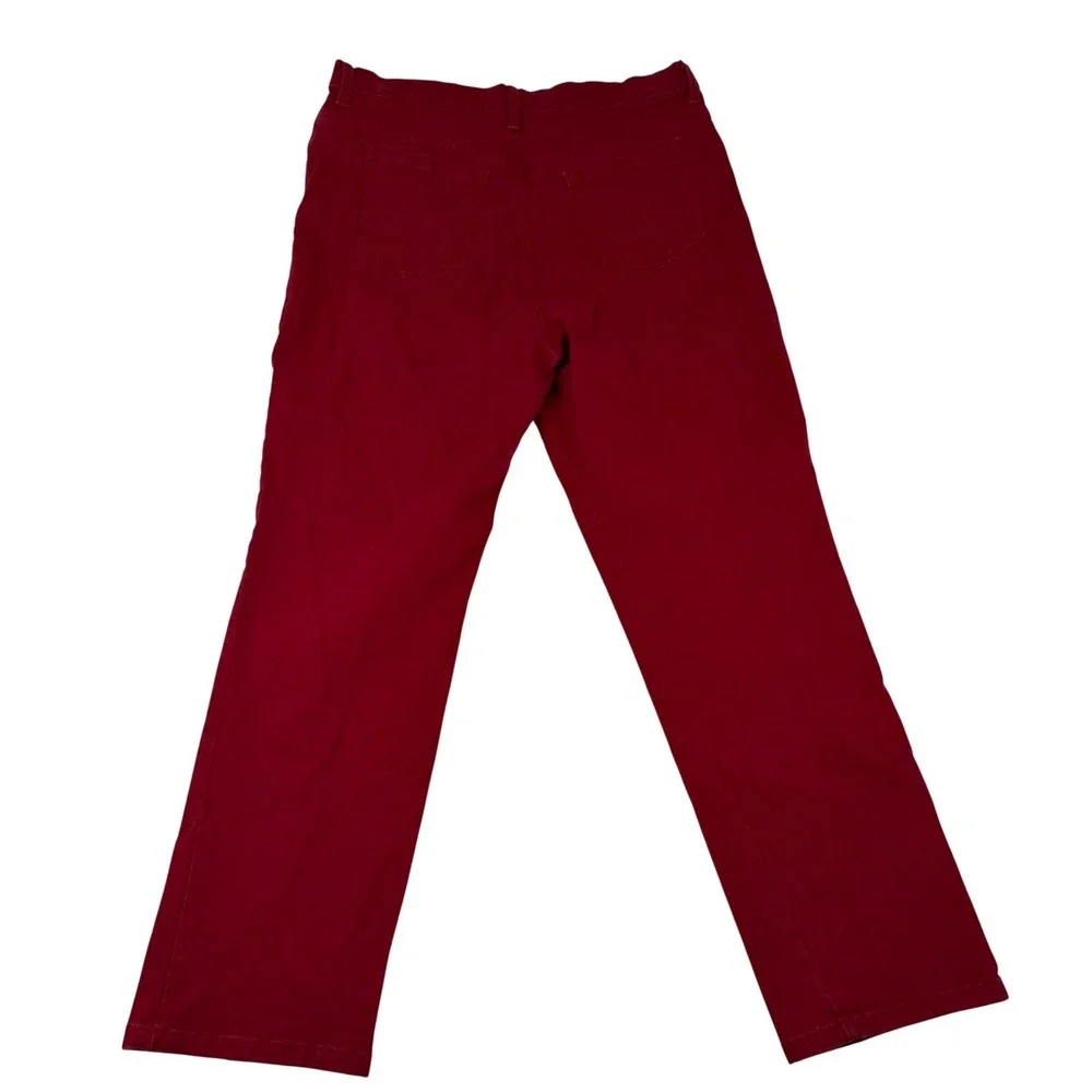 Gloria Vanderbilt Amanda Red High Rise Straight Leg Jeans Size 16 Stretch Denim